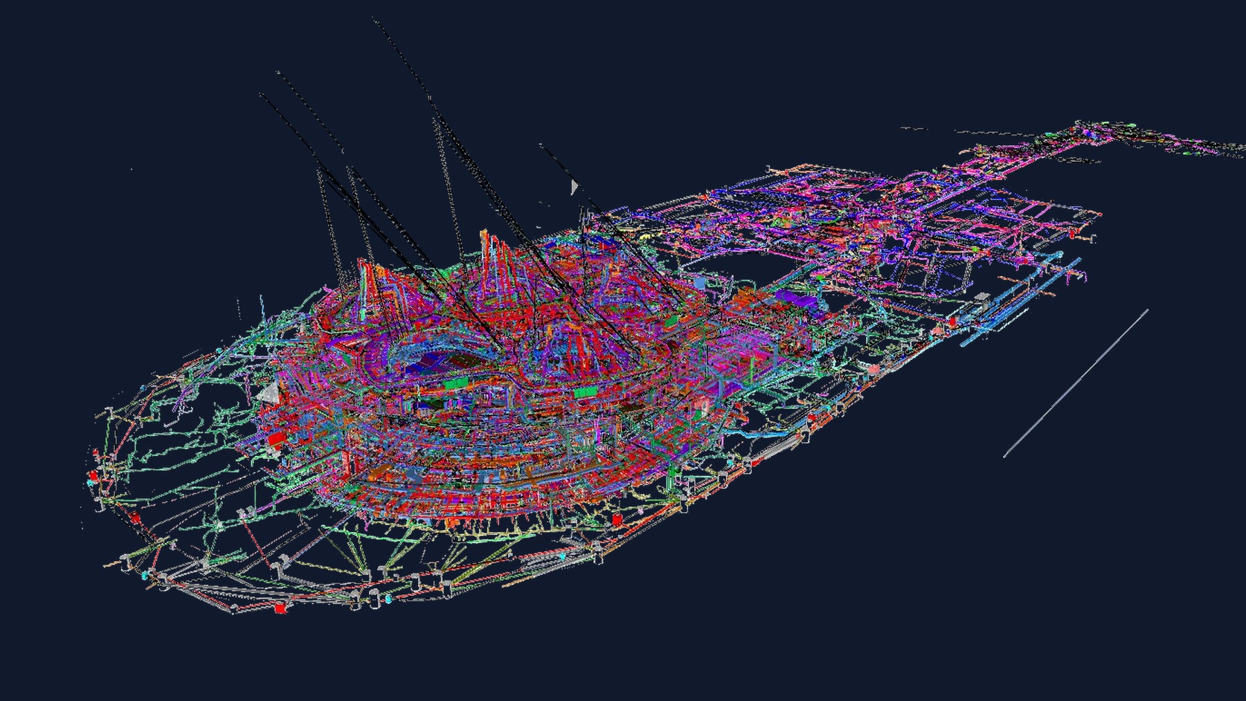 Federated MEP services model showing coordinated mechanical, electrical and plumbing distribution